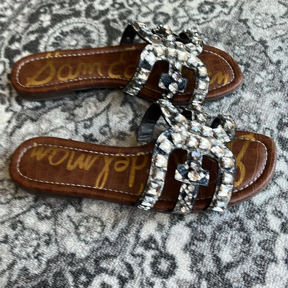 Sam Edelman sandals slides bling bling reptile print - Picture 4 of 5